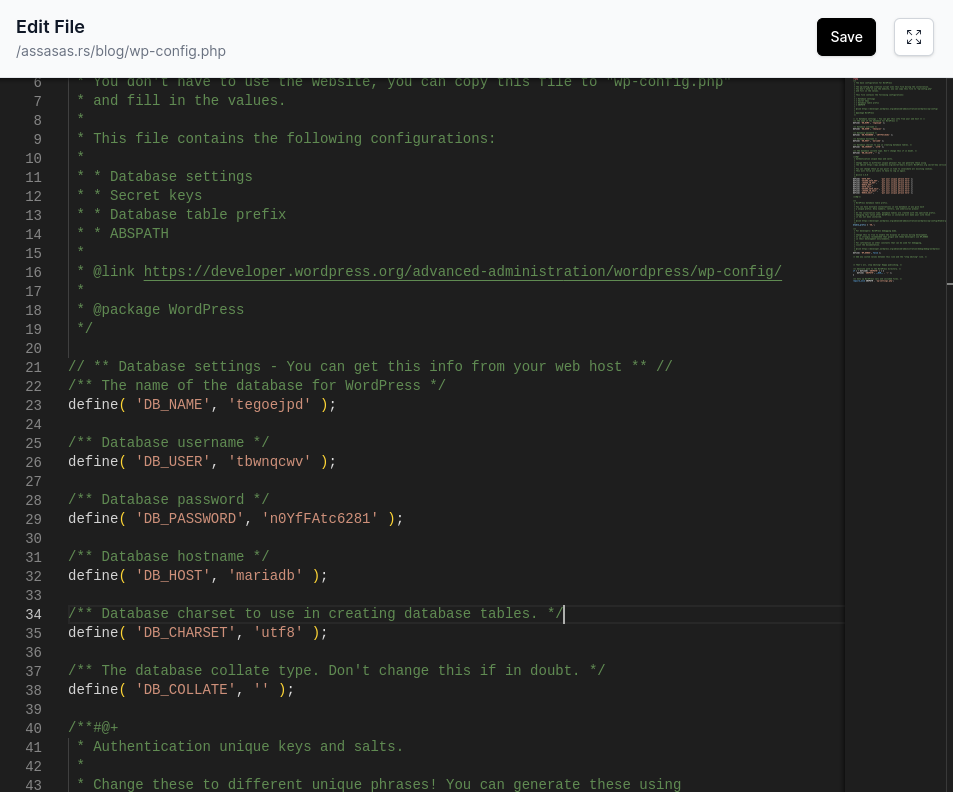 example wp config ph
