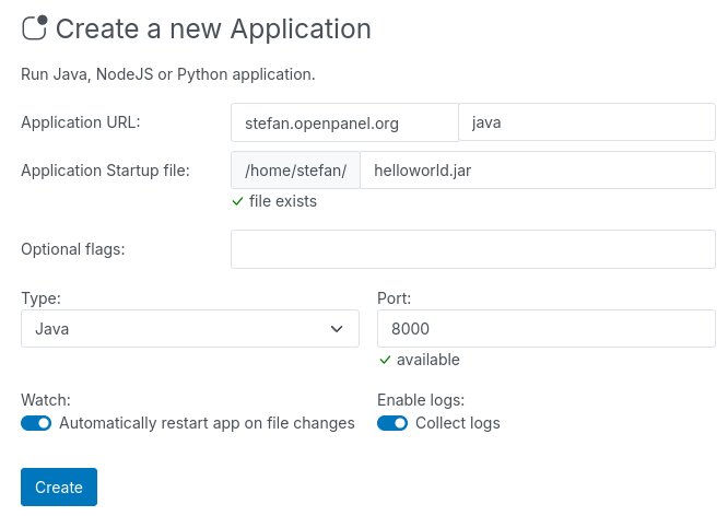 add java application in HiTechCloud
