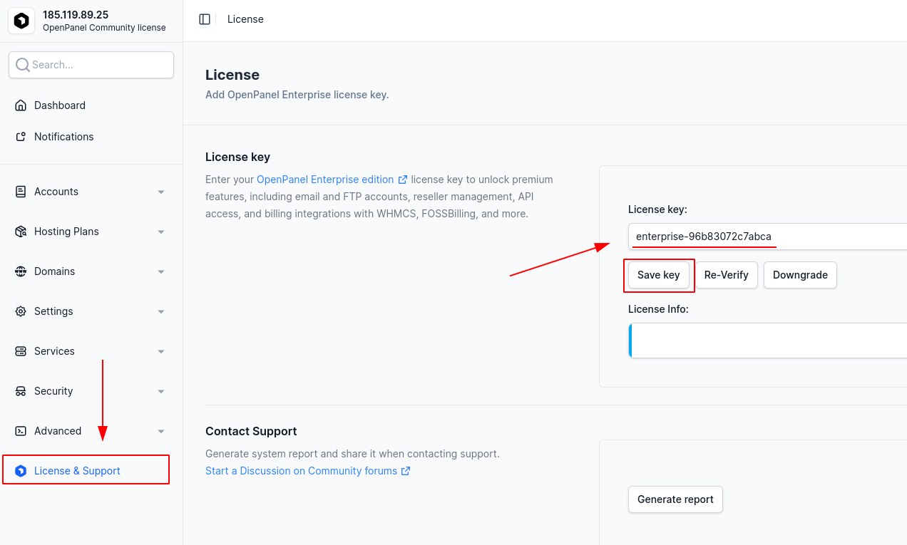 add license key