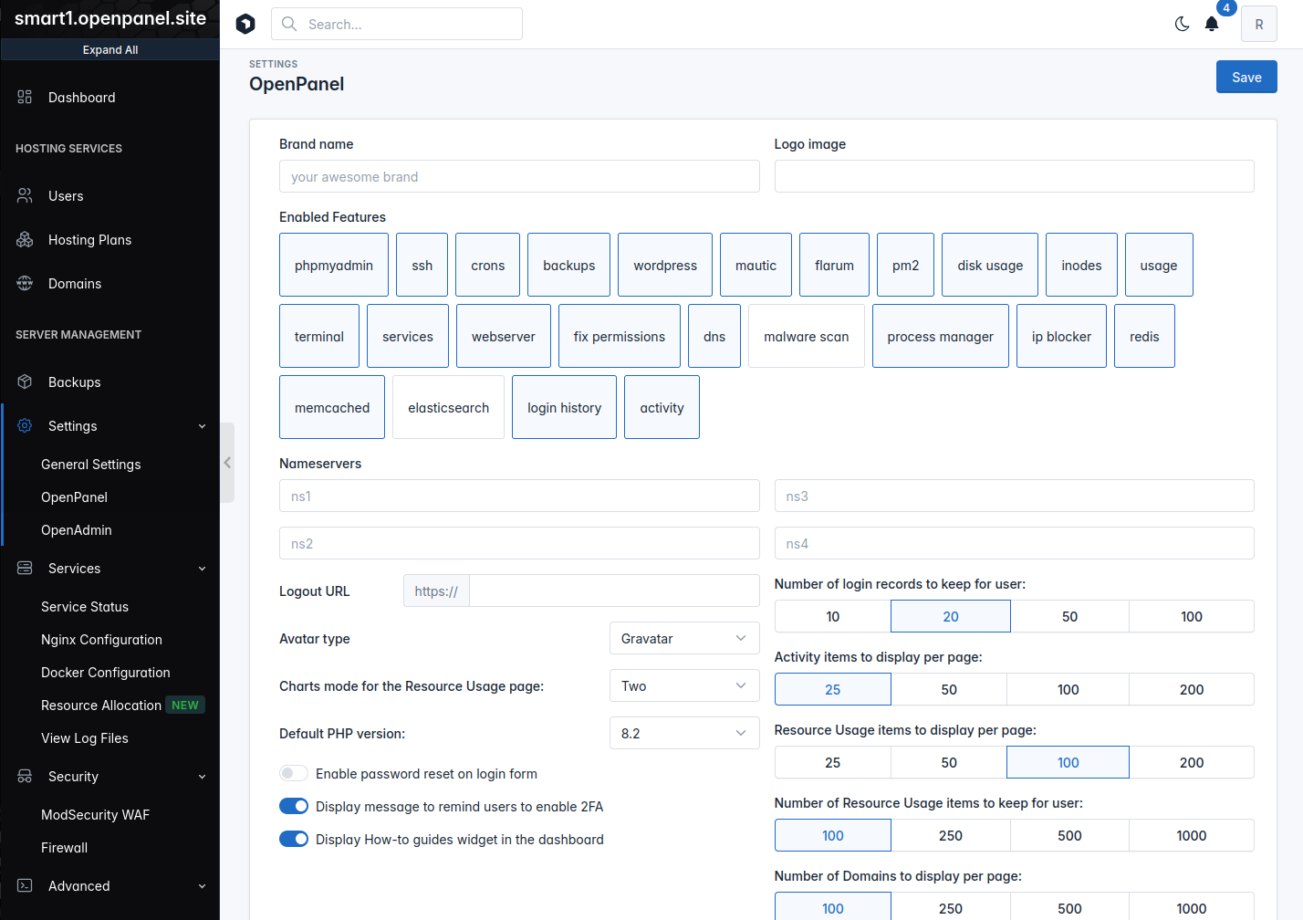hitechadmin hitechcloud settings