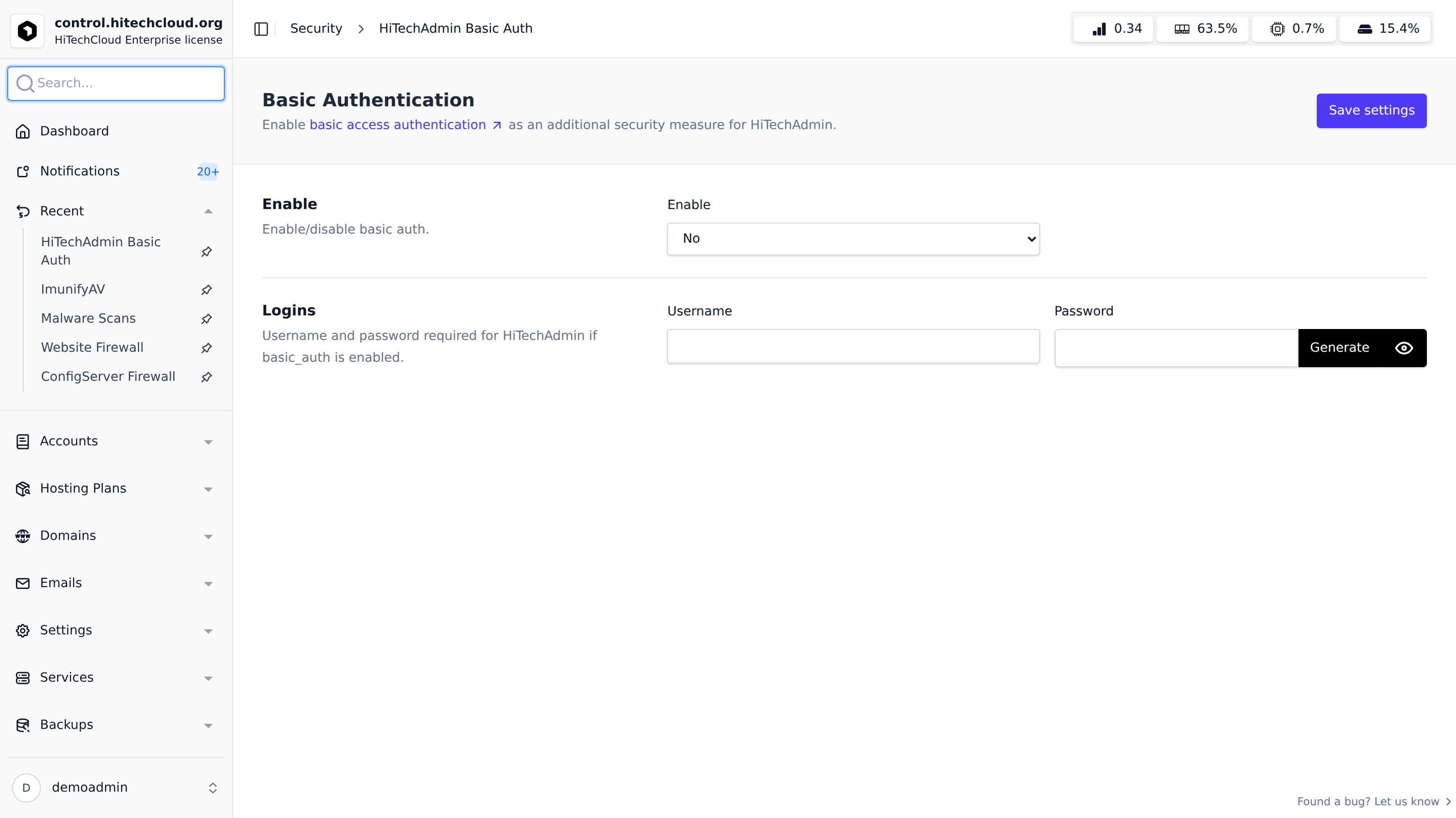 basic_auth settings hitechadmin