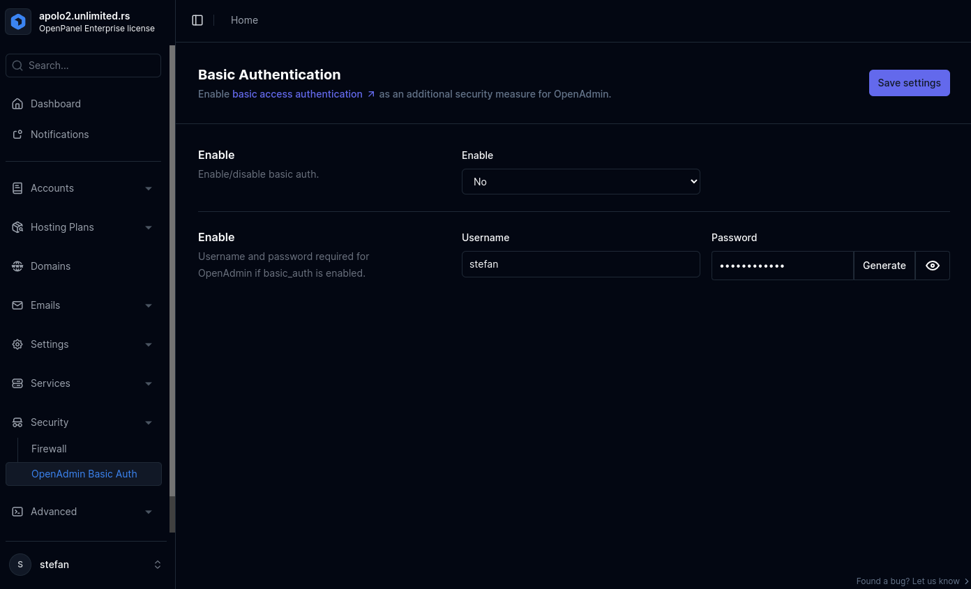 basic_auth settings hitechadmin