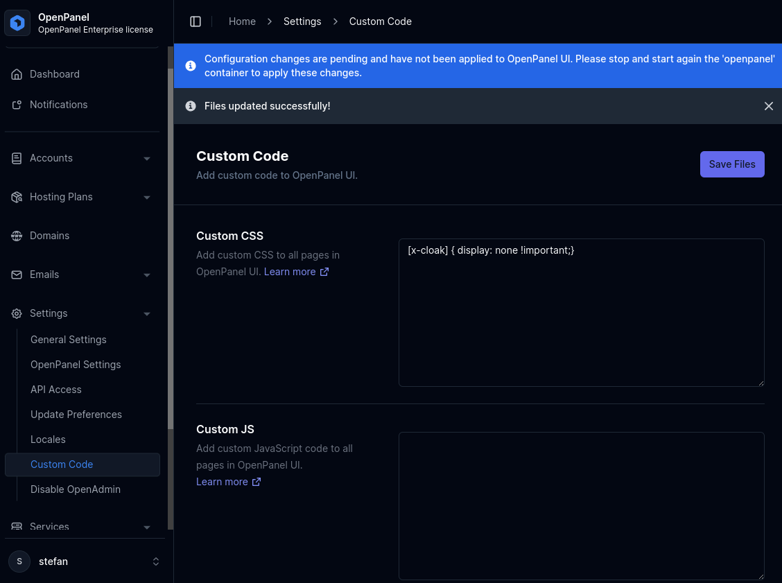 hitechadmin custom code