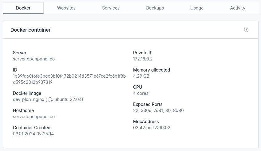 hitechadmin users single user view docker_tab