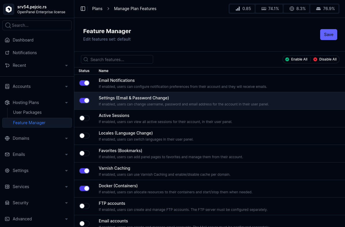 hitechadmin features