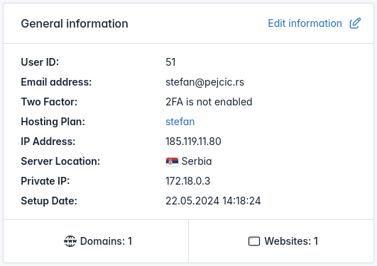 hitechadmin users single user view general info