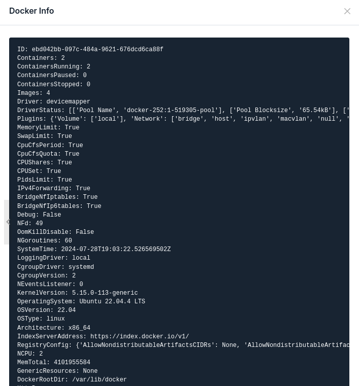 hitechadmin docker info 1