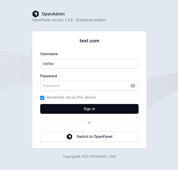 hitechadmin login page