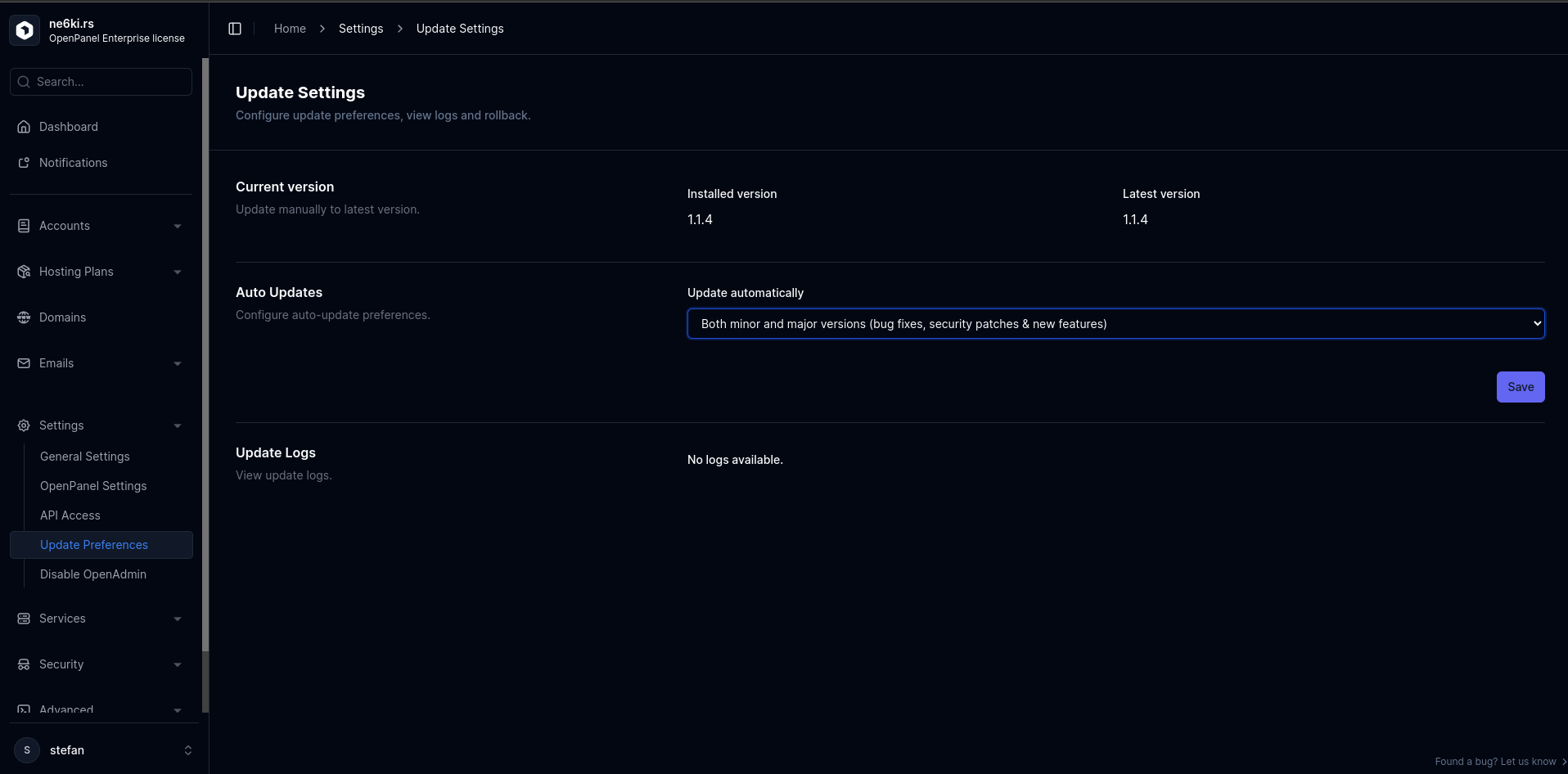 hitechadmin update preferences