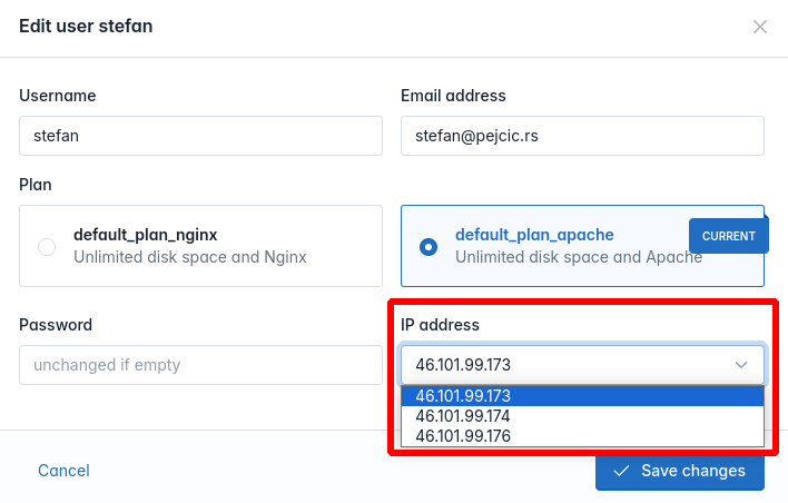 hitechadmin users change ip address step 2