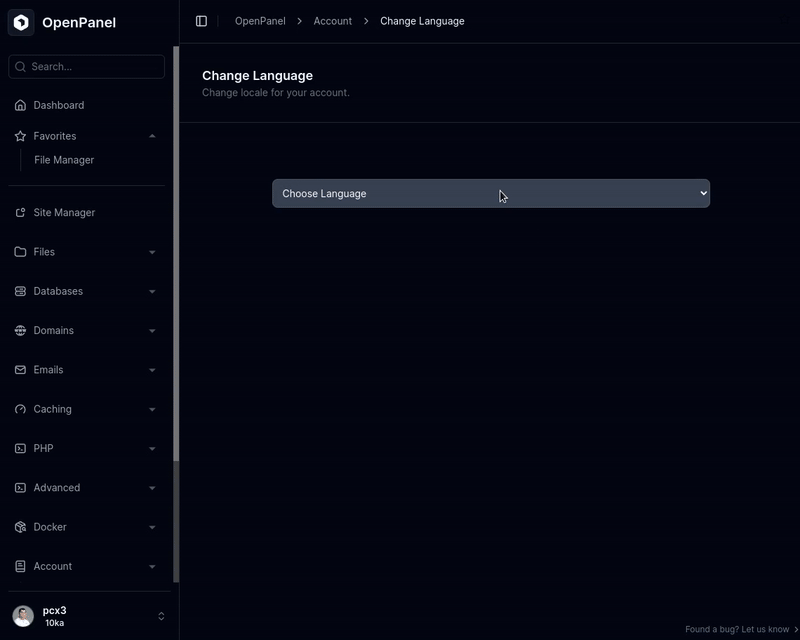 hitechcloud chaneg language