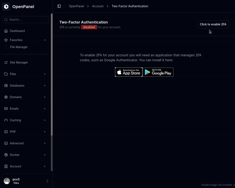 2fa enable on hitechcloud