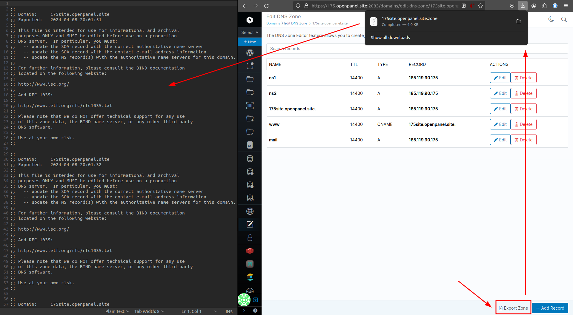 hitechcloud_export_dns_zone.png