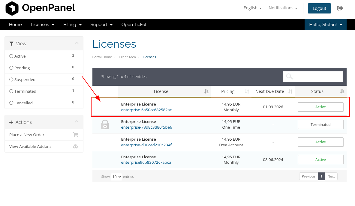 License list