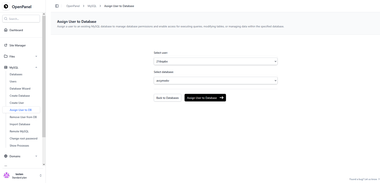 assign user to database