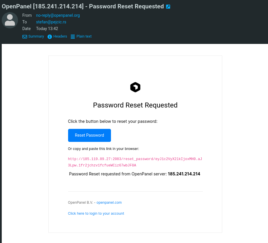 email đặt lại mật khẩu