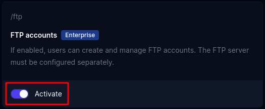FTP Module Activation